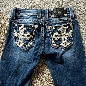 Miss Me jeans, Slightly worn, Few gems missing
